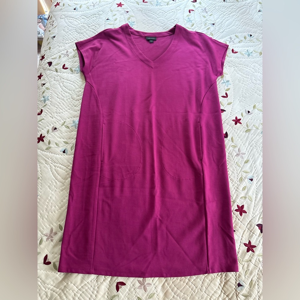 J. Jill Magenta V-Neck Midi Shift Dress